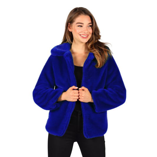 Veste de fourrure Luxe, Bleu XL/XXL