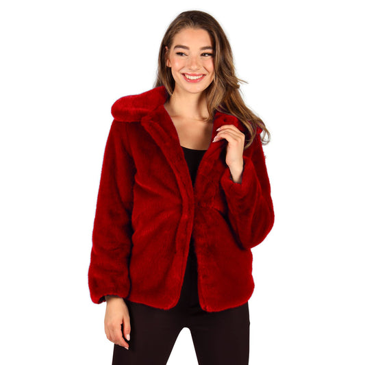 Veste de fourrure Luxe, Rouge M/L