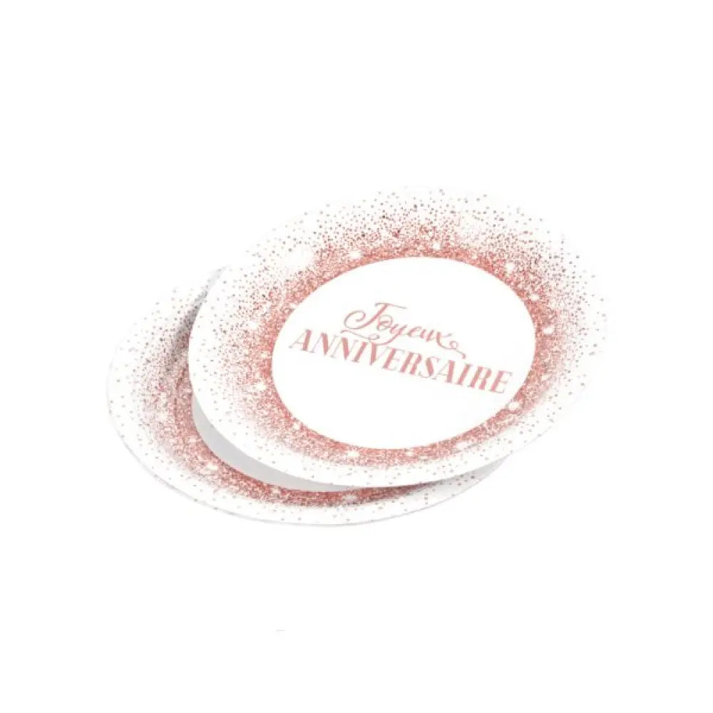 6 Assiettes en Carton D18.5cm - Anniversaire Rose Gold