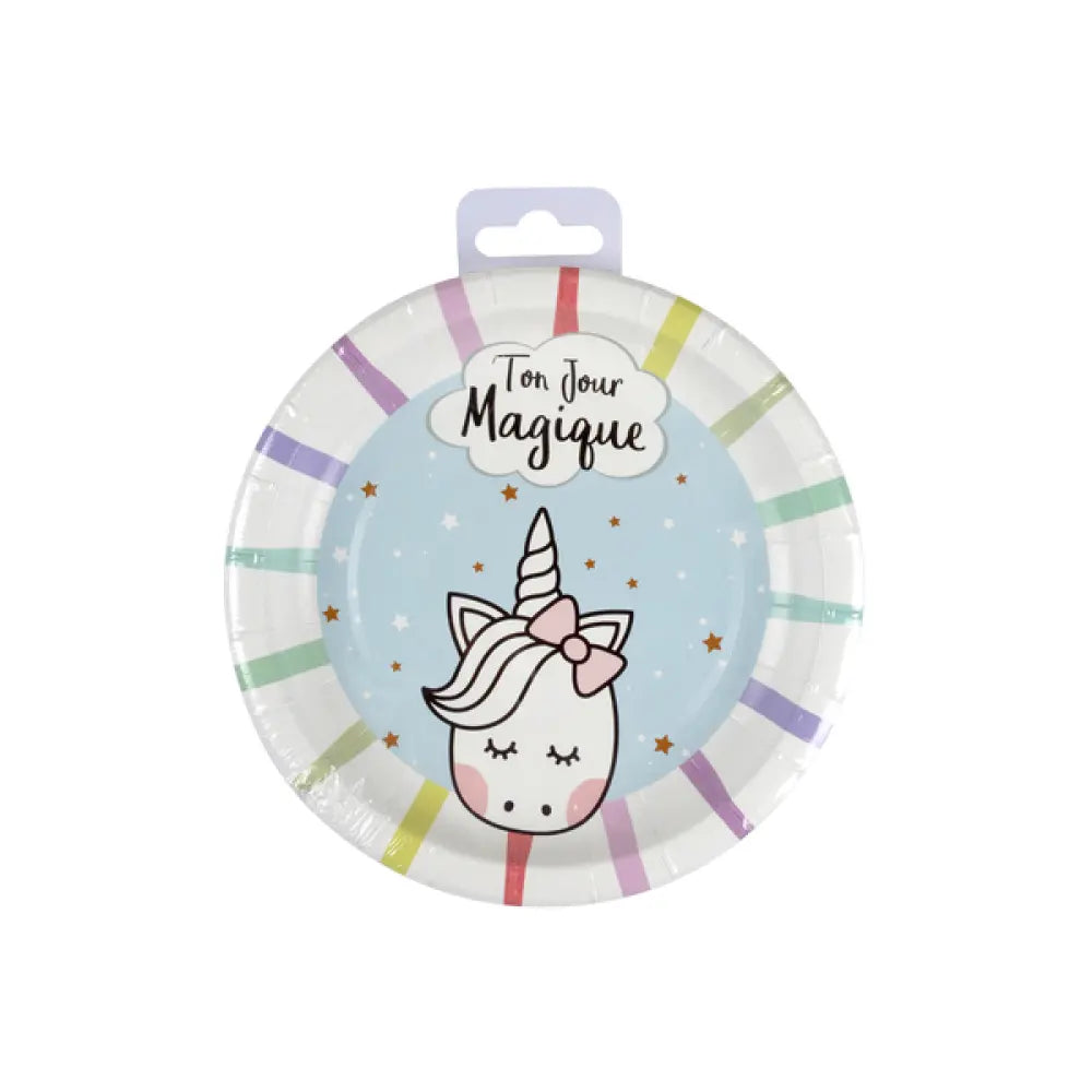 6 Assiettes en Carton D18.5cm - Licorne