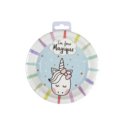 6 Assiettes en Carton D18.5cm - Licorne