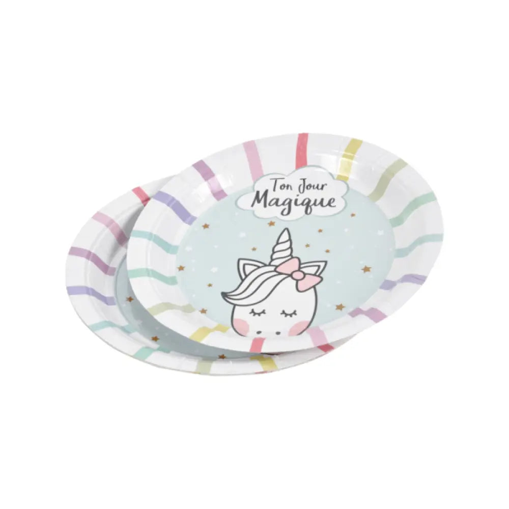 6 Assiettes en Carton D18.5cm - Licorne
