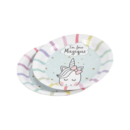 6 Assiettes en Carton D18.5cm - Licorne