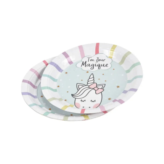 6 Assiettes en Carton D18.5cm - Licorne