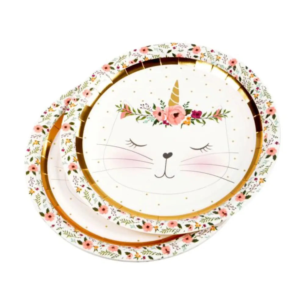 6 Assiettes en Carton D23cm - Boho Chat