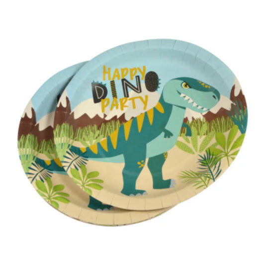 6 Assiettes en Carton D23cm - Happy Dino