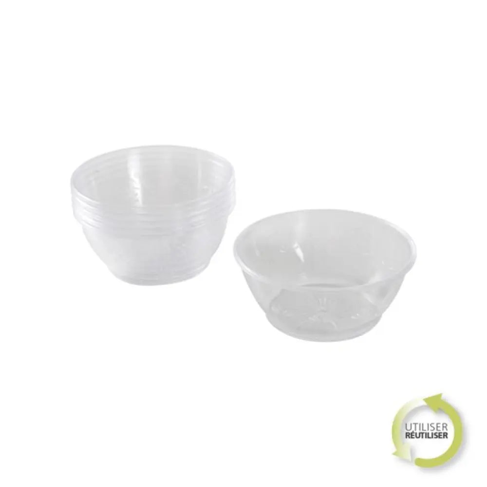 6 Bols en Plastique Réutilisable 175ml - TRANSPARENT