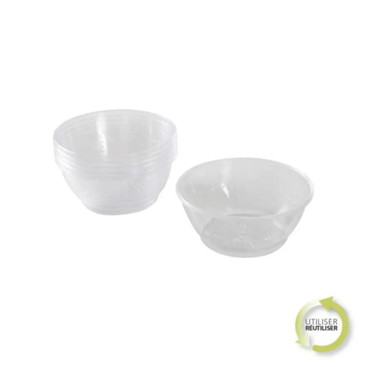 6 Bols en Plastique Réutilisable 175ml - TRANSPARENT