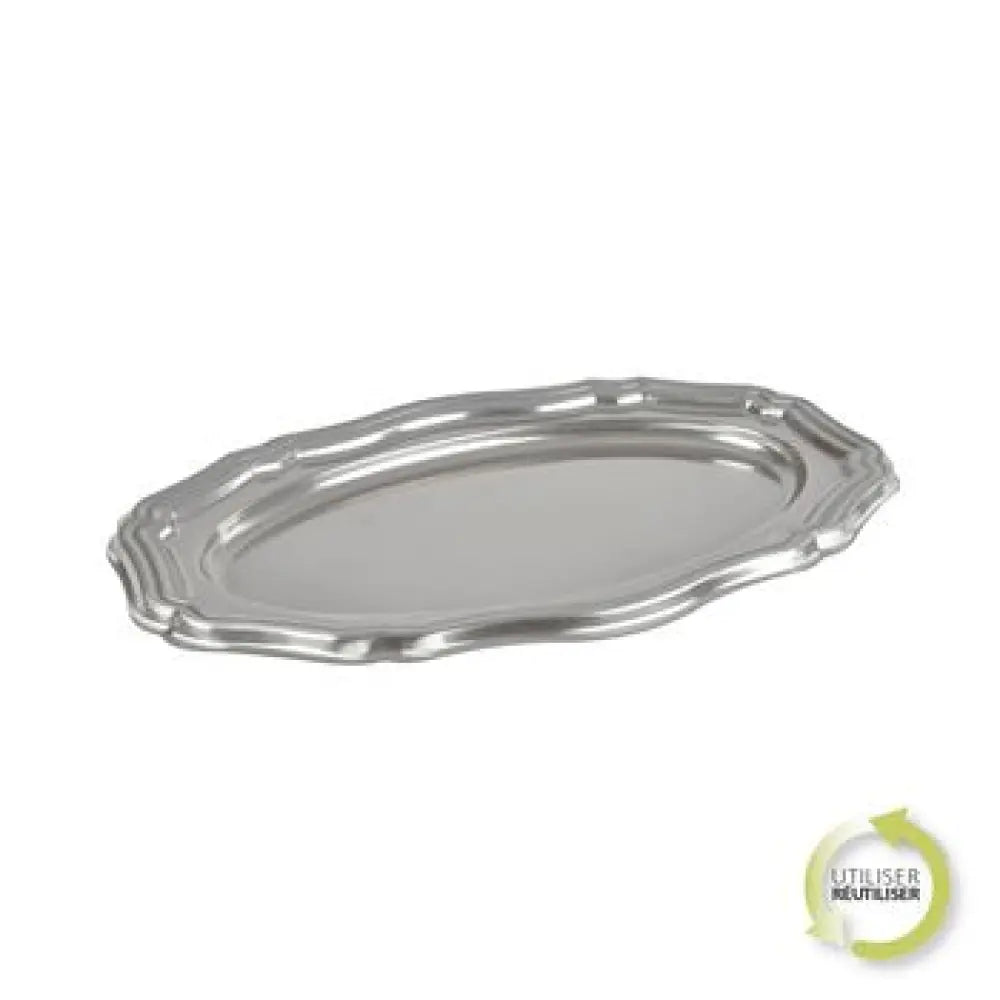2 Plateaux Ovales en Plastique ''LOUIS XV'' 40*26cm - ARGENT