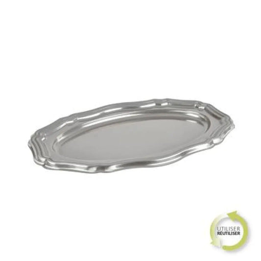 2 Plateaux Ovales en Plastique ''LOUIS XV'' 40*26cm - ARGENT