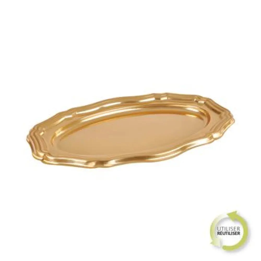 2 Plateaux Ovales en Plastique ''LOUIS XV'' 40*26cm - OR