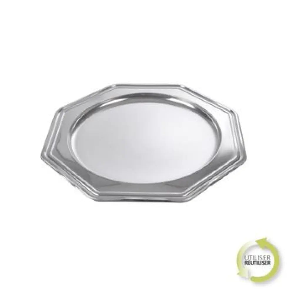 2 Plateaux Octogonaux en Plastique D30cm - ARGENT