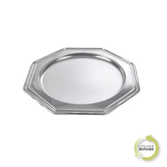 2 Plateaux Octogonaux en Plastique D30cm - ARGENT