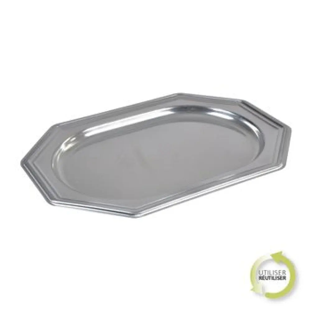 2 Plateaux Octogonaux en Plastique 45*30cm - ARGENT