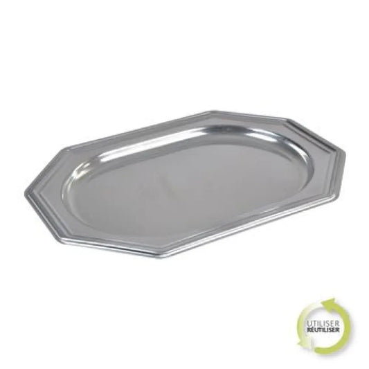 2 Plateaux Octogonaux en Plastique 45*30cm - ARGENT