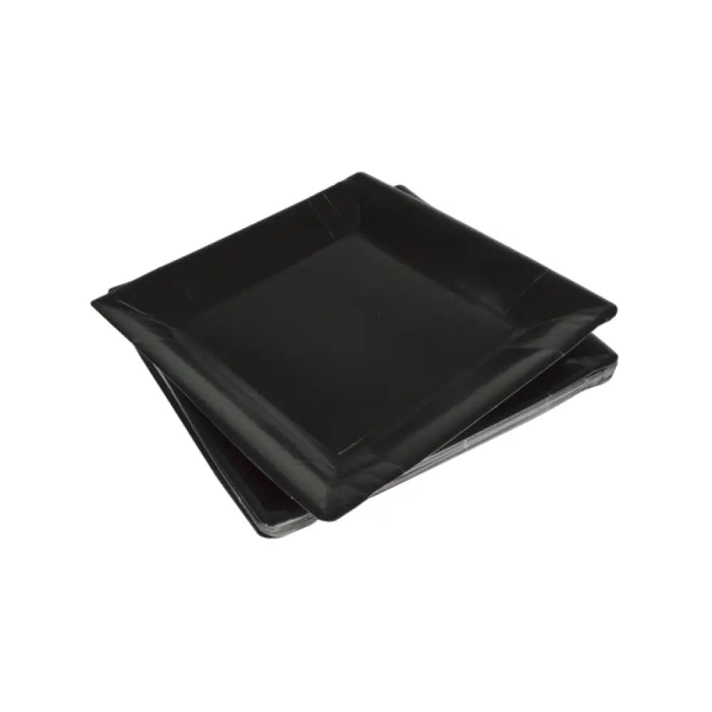 20 Assiettes Carrées en Carton 23cm - NOIR