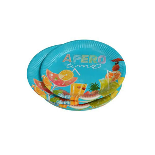 10 Assiettes en Carton D18cm - Apéro Time