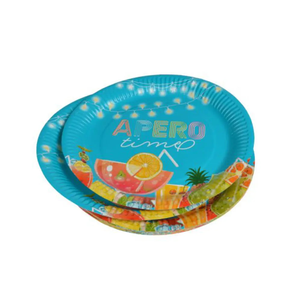 10 Assiettes en Carton D23cm - Apéro Time