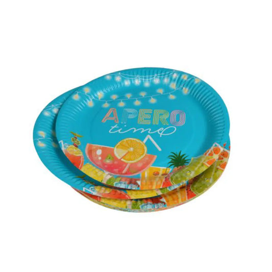10 Assiettes en Carton D23cm - Apéro Time