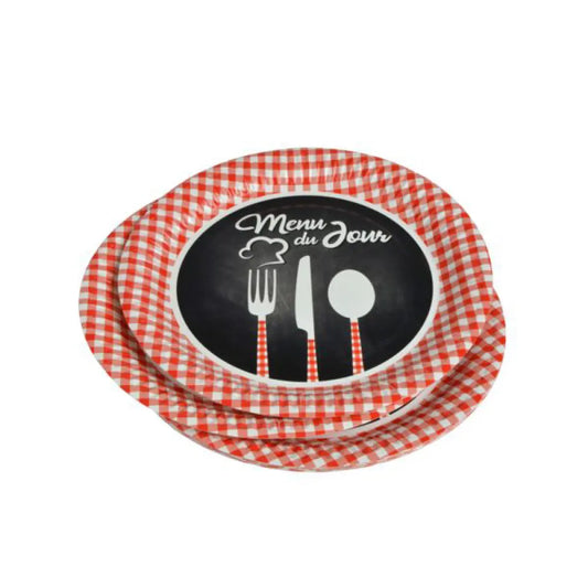 10 Assiettes en Carton D23cm - Menu du Jour