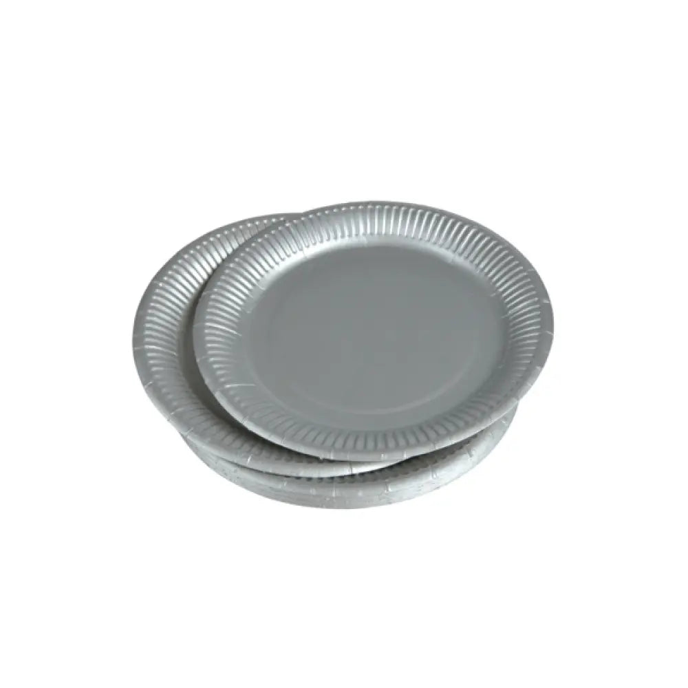 20 Assiettes en Carton D18cm - ARGENT