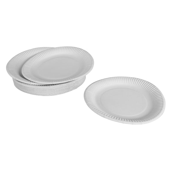 SET DE 50 ASSIETTES EN CARTON D23CM BLANC SANS FILM PLASTIQUE