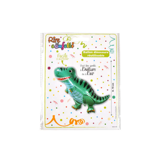 BALLON DINOSAURE AVEC PAILLE H79CM HAPPY DINO