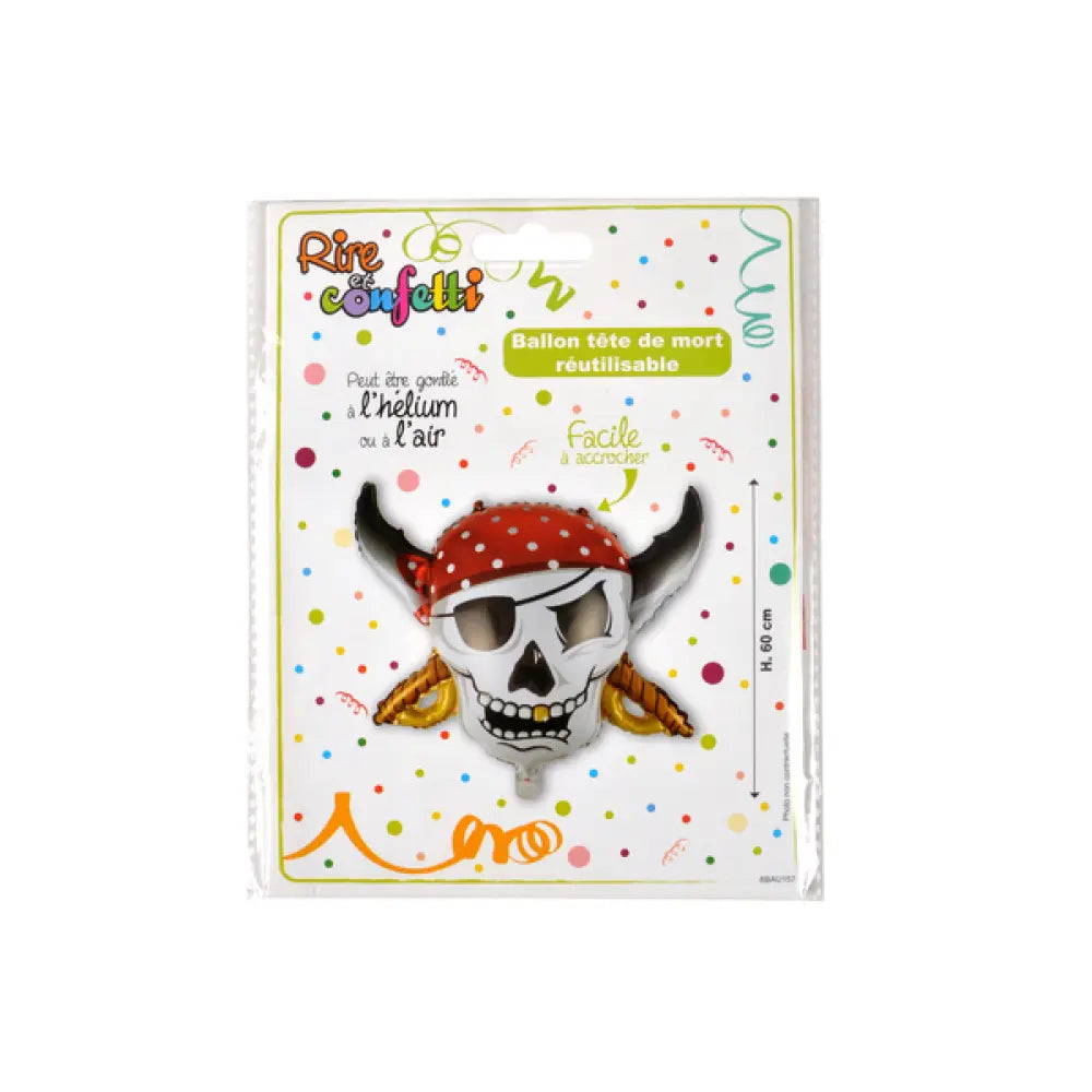 Ballon Alu 60cm - Tête de Mort Pirates