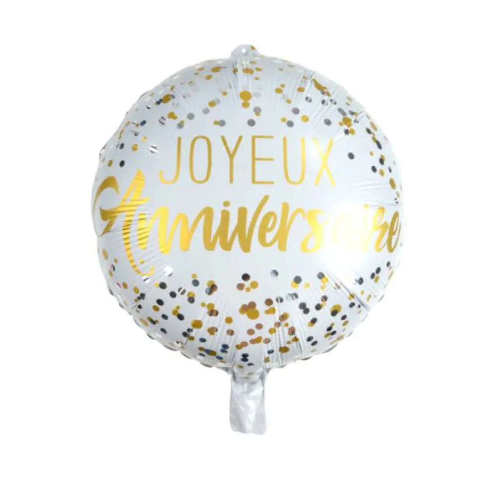 Ballon Alu 41cm - Joyeux Anniversaire Blanc & Or