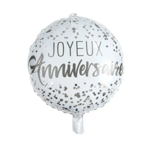 Ballon Alu 41cm "Joyeux Anniversaire" - Argent