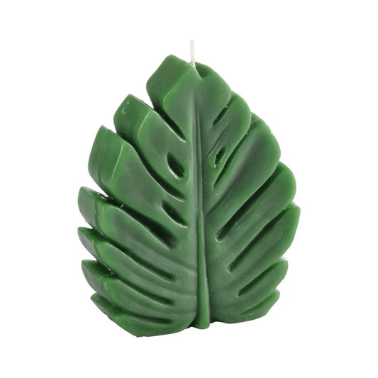 Bougie "Feuille" Verte - H12,5cm