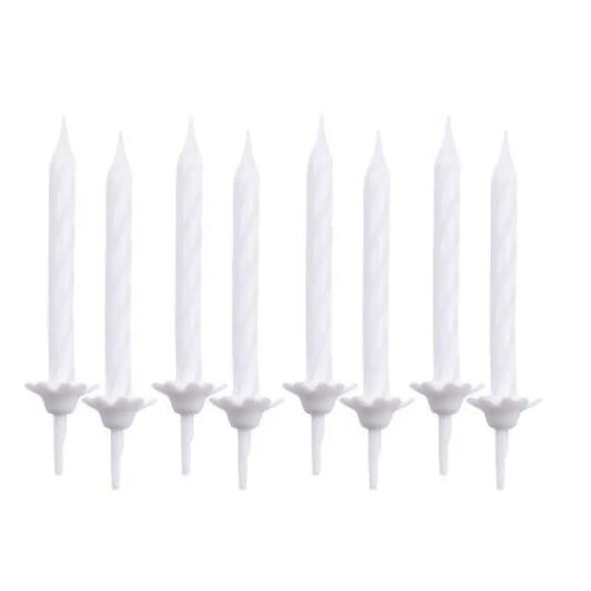 24 Bougies Blanches, 5.5 cm avec supports