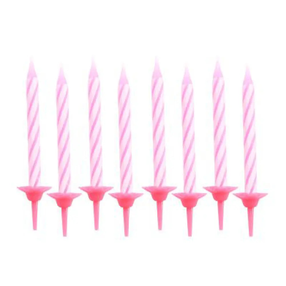 24 Bougies Roses, 5.5 cm avec supports