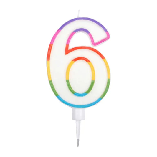 Bougie Géante Chiffre "6" - Multicolore