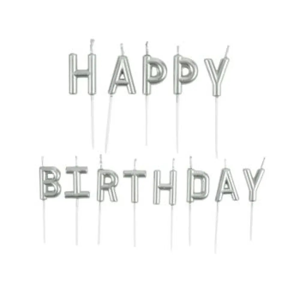 Bougies ''Happy Birthday'' - Argent - H : 8cm