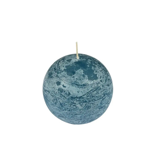 Bougie Ronde "Rustique" Bleu Pétrole - Ø7,5cm