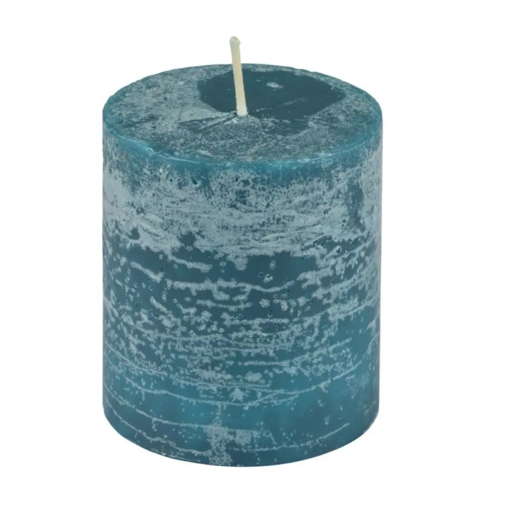 Bougie "Rustique" Bleu Pétrole - H7,5cm Ø6,8cm