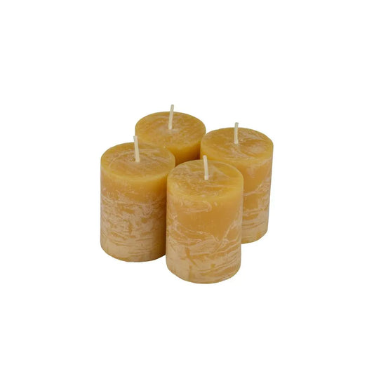 4 Bougies "Rustique" H5cm - Jaune