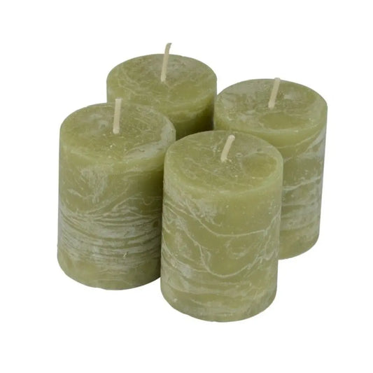 4 Bougies "Rustique" H5cm - Tilleul