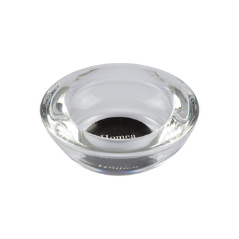 PHOTOPHORE EN VERRE TRANSPARENT POUR BOUGIE CHAUFFE-PLAT D7,5*H2,5CM