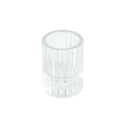 Photophore Cannelé Réversible, en Verre Transparent - D5,5*H7,5cm - ARTY