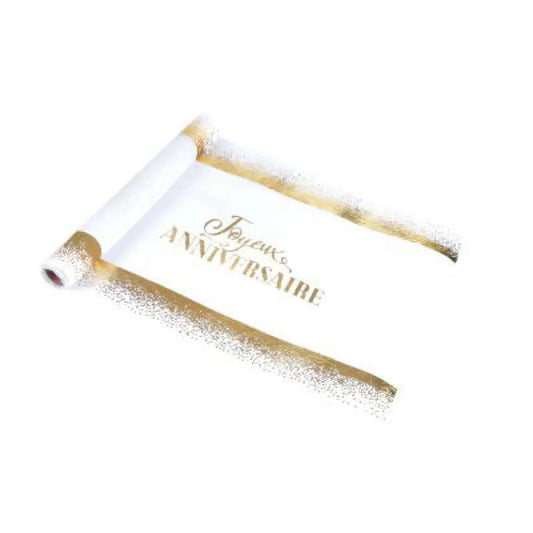 Chemin de Table 28cmx5m - Gold Joyeux Anniversaire