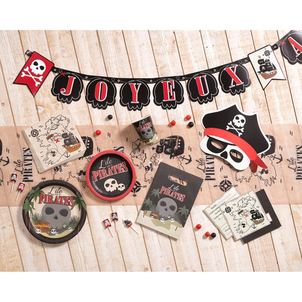 CHEMIN DE TABLE 100% POLYESTER 28CM*5M PIRATES EN DISPLAY DE 16 PIECES