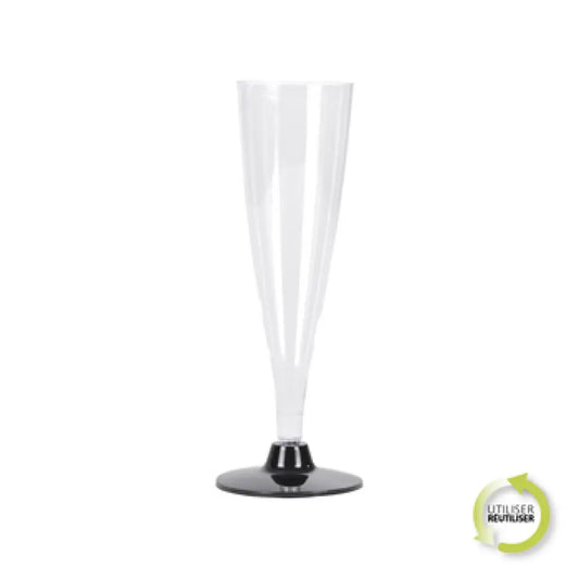  6 Flûtes en Plastique Réutilisable 14cl - SOCLE NOIR