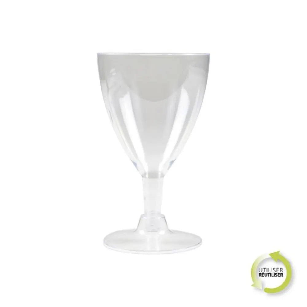 6 Verres à Pied en Plastique Réutilisable 18cl - TRANSPARENT