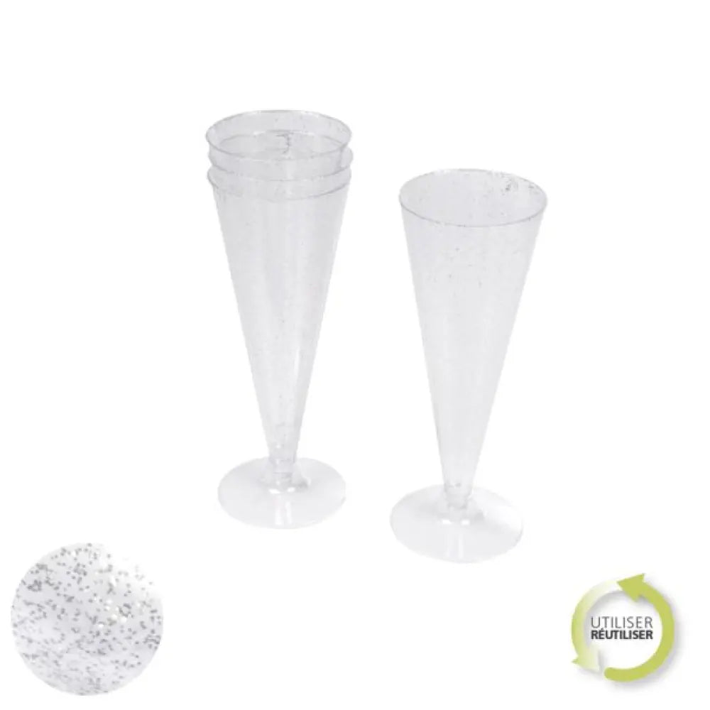 6 Flûtes en Plastique 12cl - ARGENT