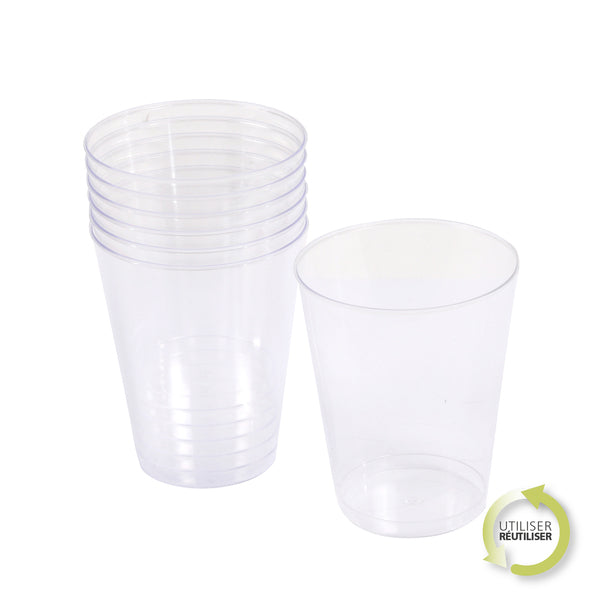 SET DE 6 VERRES A EAU EN PLASTIQUE REUTILISABLE  33 CL TRANSPARENT