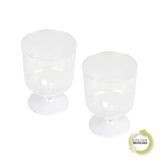 10 Verres à Pied en Plastique Réutilisable 15cl - TRANSPARENT