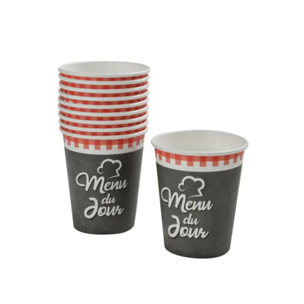 10 Gobelets en Carton 23cl - Menu du Jour