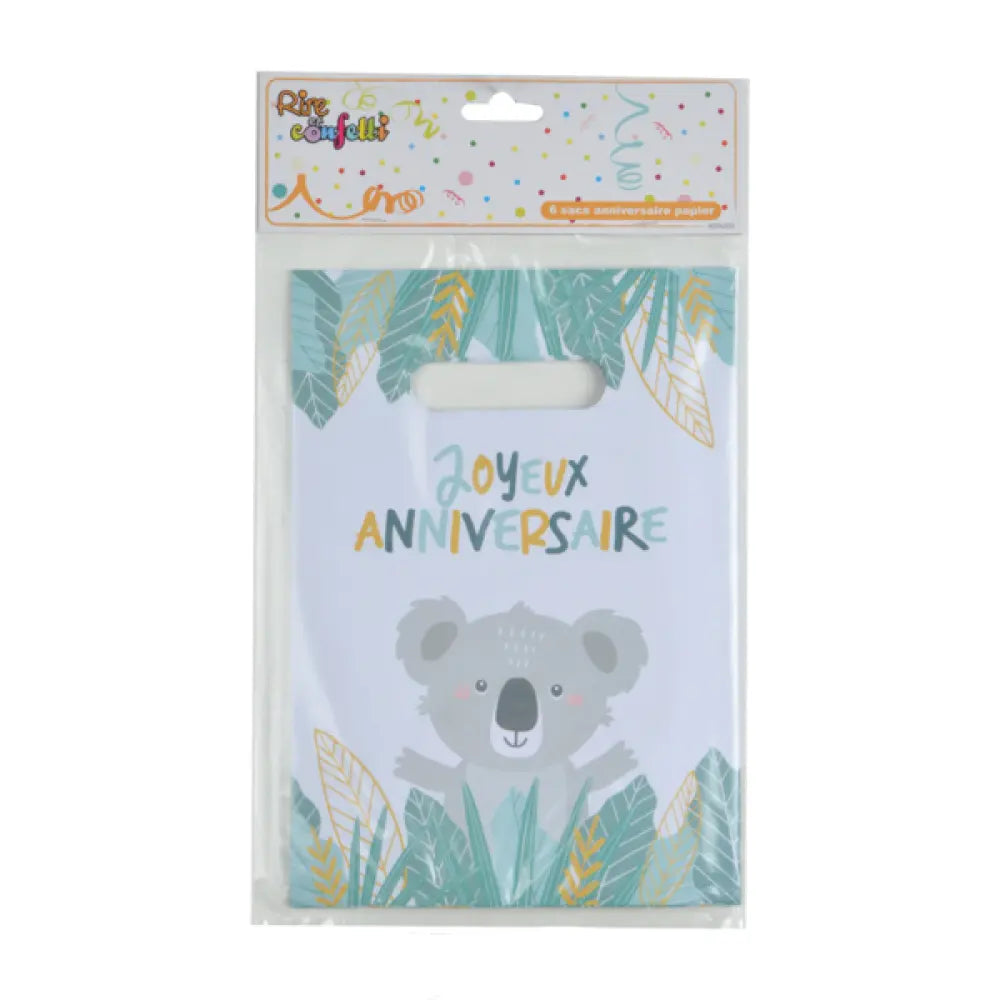 6 Sacs à Bonbons en Papier H23cm - Koala